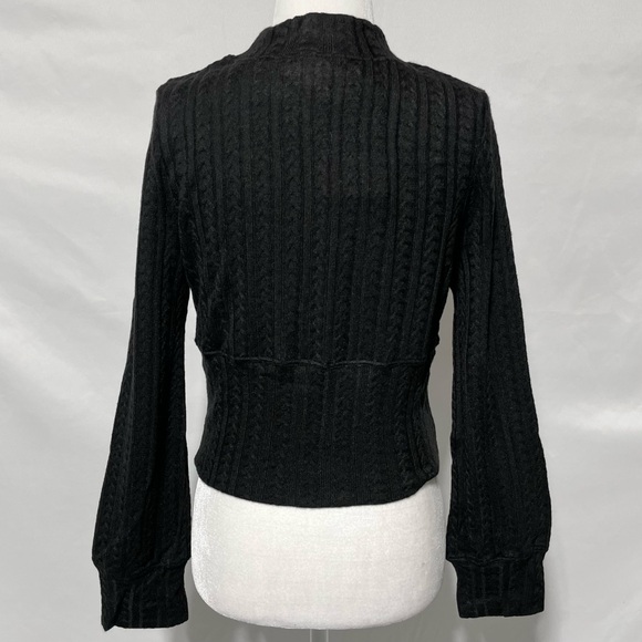 New Band Of The Free Cable Ribbed Knit Mock Neck Sweater Raquel Black Size Large - Picture 7 of 13
